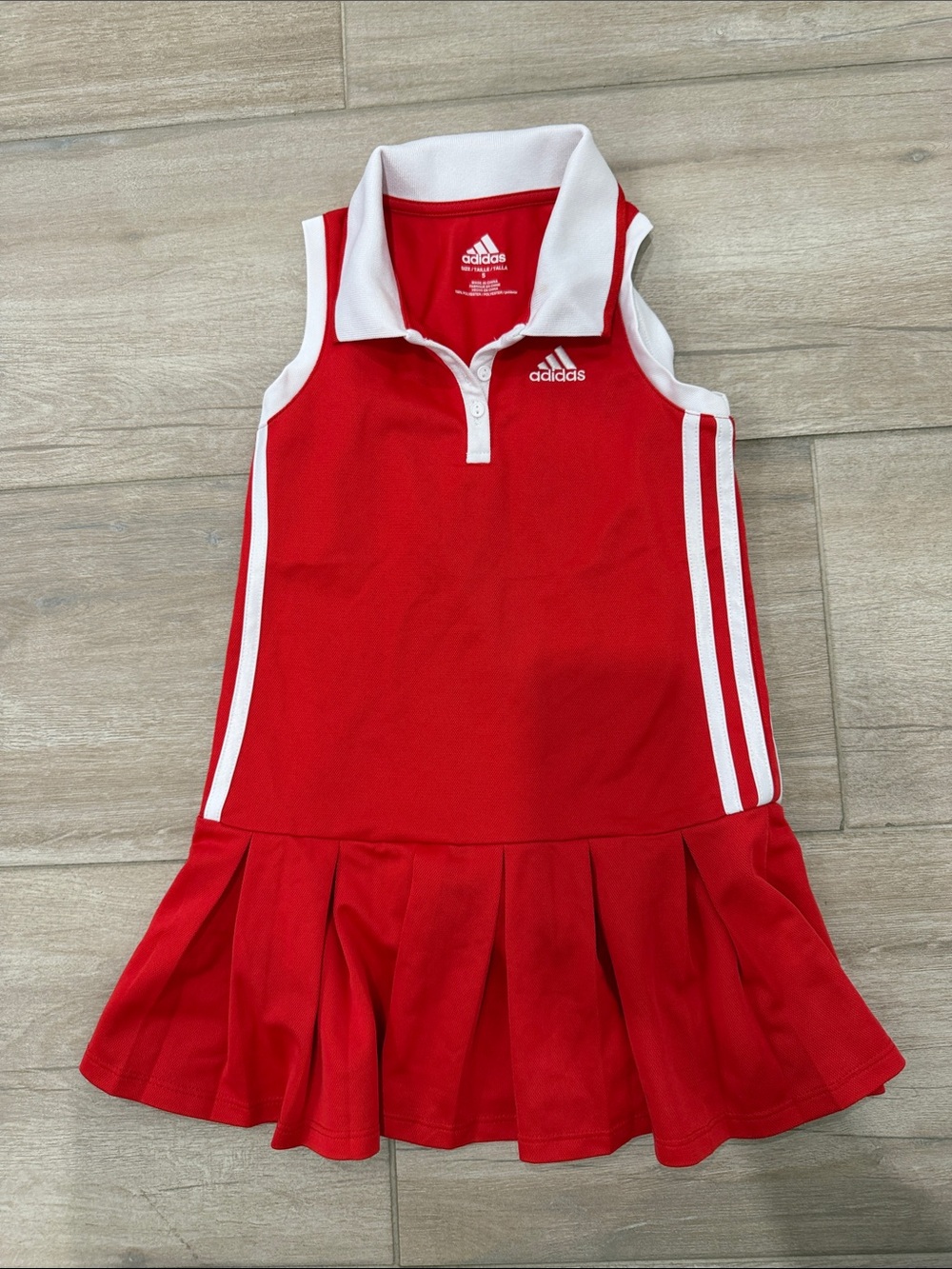 adidas Red and White Girls' Sleeveless Polo Tennis Dress